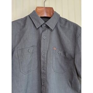 Orvis Shirt Mens Medium Gray Class C Collection Short Sleeve Button Up Quick Dry